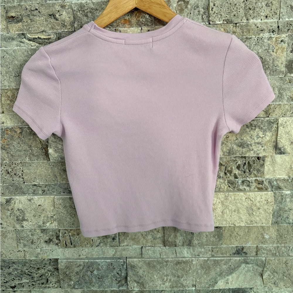 Bershka Light Purple Ribbed Tee size M - Picture 2 of 4